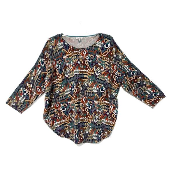 Tyler Boe Sweaters - Tyler Boe Dolman Sleeve Sweater Cotton Cashmere Blend Size Small Geometric Aztec